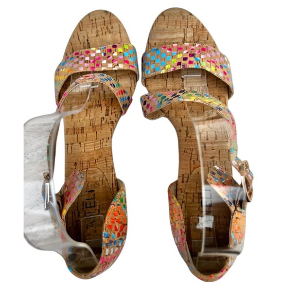 Vaneli Women’s Size 7M Multi-Color Cork Wedge Sandals With Buckle Strap - Picture 7 of 13